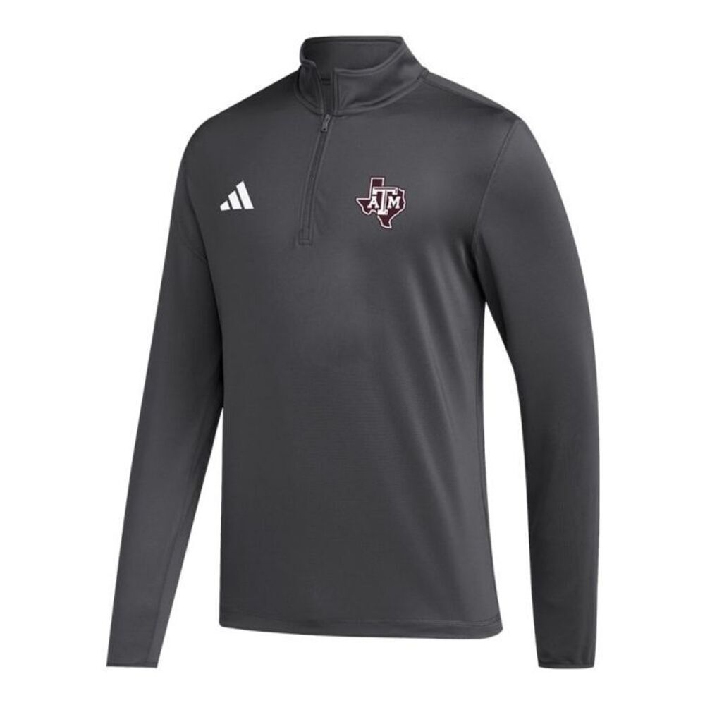 Adidas TexasโA&M Aggies Coaches Long Sleeve Quarter Zip Pullover Grey XL